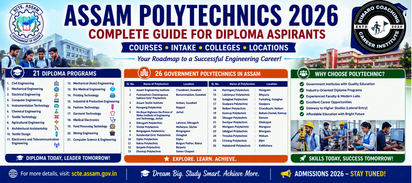 Assam Polytechnic Admission 2026-27:Complete Guide for 3-Year Diploma in Engineering & Technology