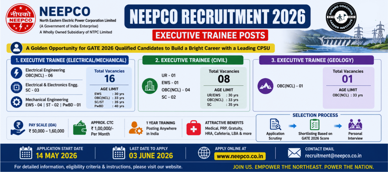 NEEPCO Recruitment 2026 – Apply Online for Executive Trainee Posts | 25 Vacancies
