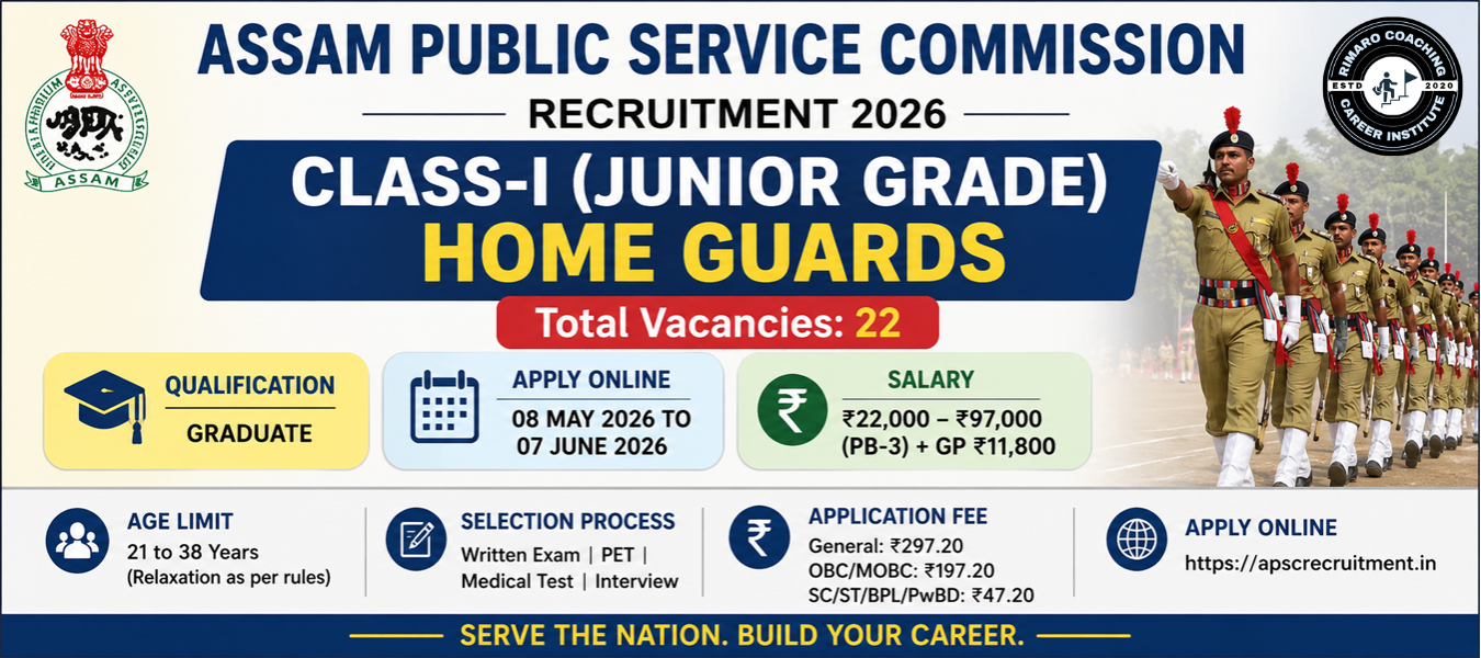 Assam Home Guards Recruitment 2026 – 22 Class-I (Junior Grade) Posts | Complete Notification Details