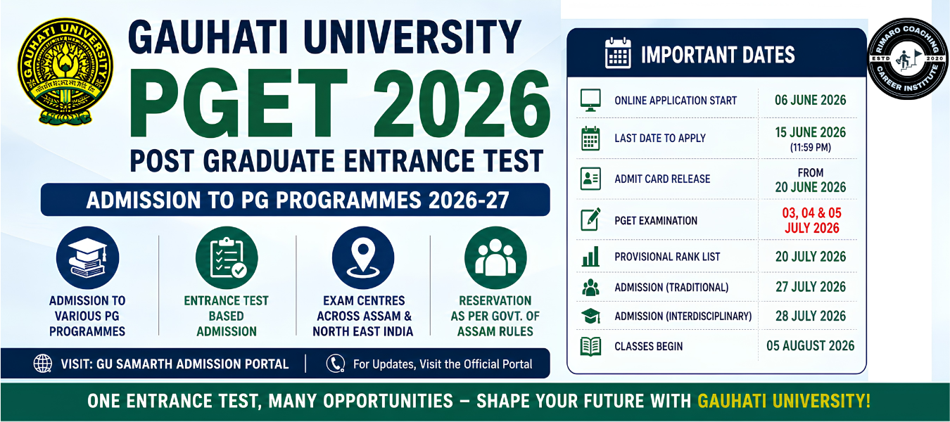 Gauhati University PGET 2026 Notification: Complete Admission Guide for Postgraduate Programmes