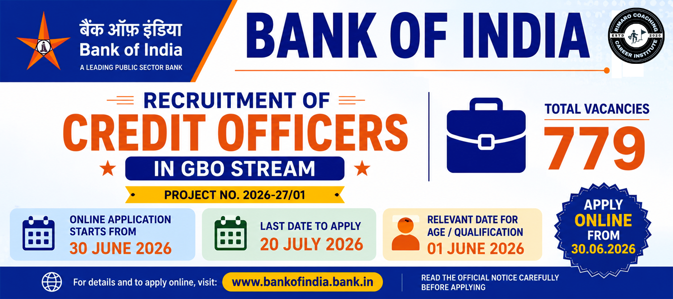Bank of India Credit Officer Recruitment 2026 – 779 Vacancies